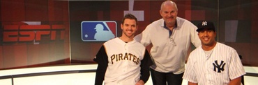 Colin M Jarman in the ESPN studios interviewing MLB baseball stars. 