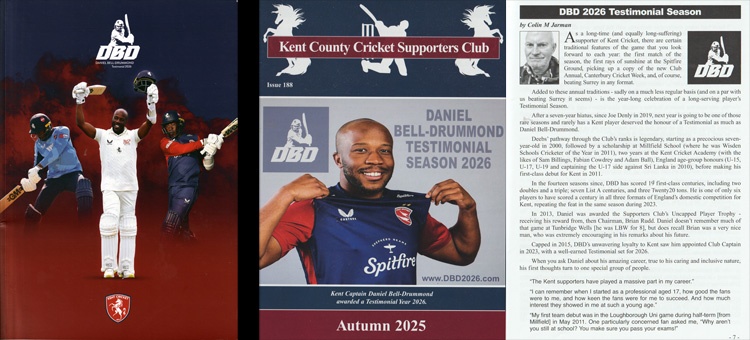 Daniel-Bell-Drummond-2026-kent-cricket-testimonial-brochure-articles-Colin-M-Jarman-editor-DBD26